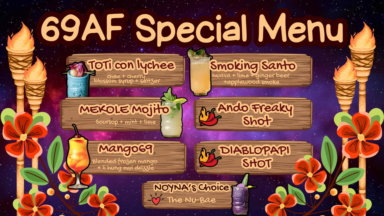 69AF specialty menu creative visual designed by LMDP