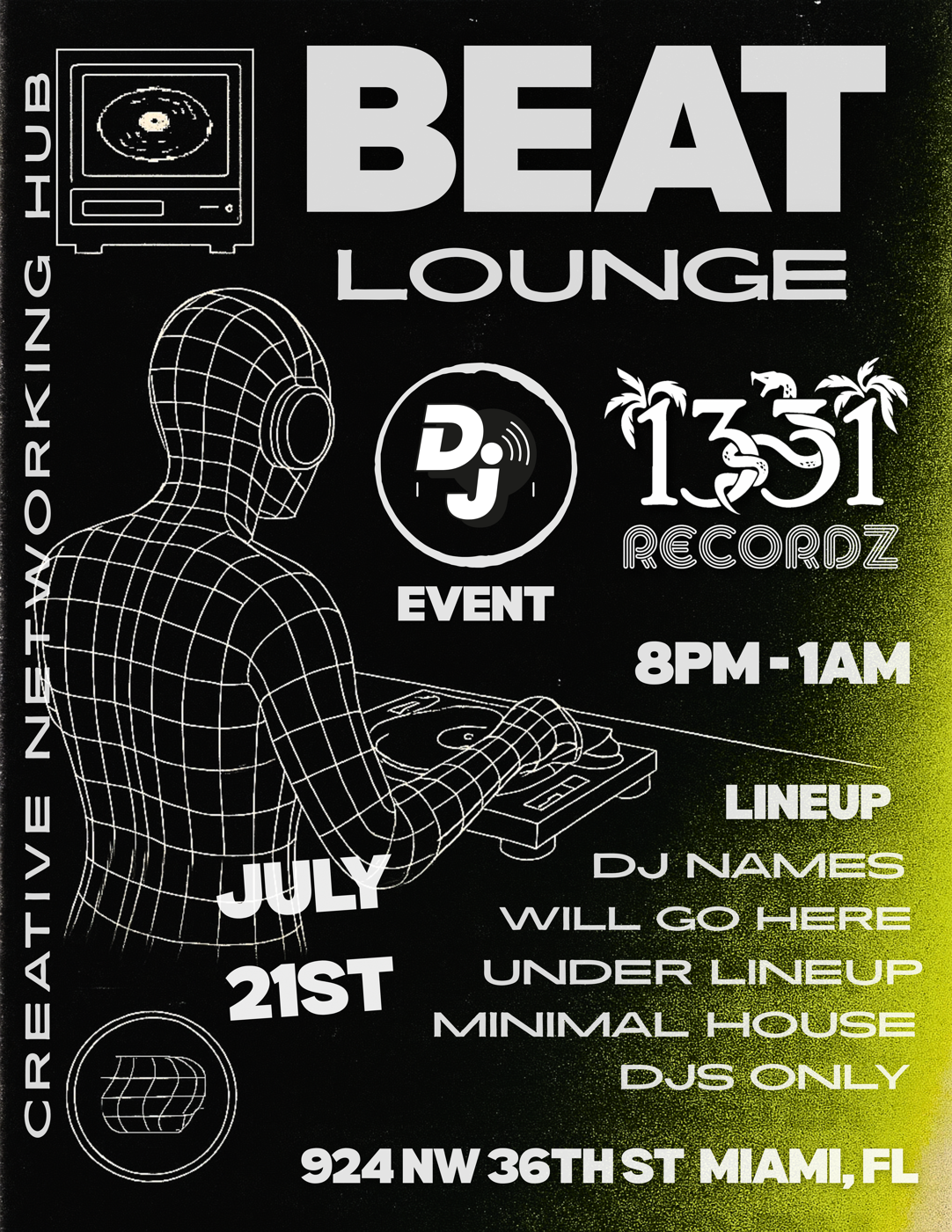 Beat Lounge DJ event flyer designed by LMDP