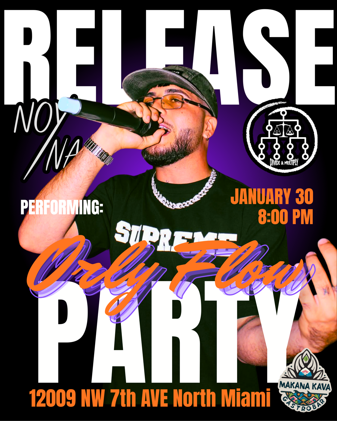 Orly Flow Release Party promotional flyer designed by LMDP