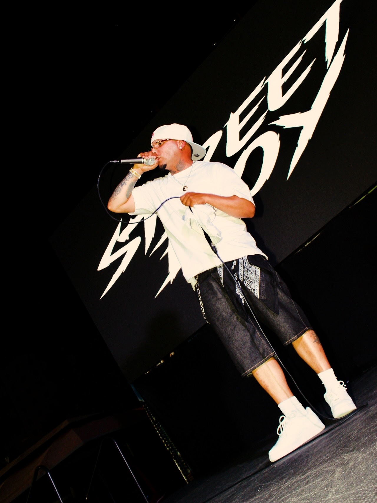 Artist performing live on stage photographed by LMDP